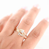 14K Yellow Gold Diamond Cocktail Engagement Ring Set 0.31Ctw