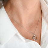 14K White Gold Diamon Heart Love Pendant Baby Rope Link Chain Dainty Necklace