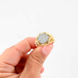 Anillo tipo sello en racimo de diamantes en oro amarillo de 14 k