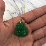 Colgante de Buda sonriente de jade en oro amarillo de 14 k