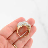 14k Yellow Gold Round and Baguette Diamond Cocktail Ring