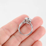 14K White Gold Diamond Cluster Engagement Vintage Cocktail Ring