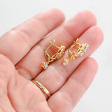 18K Yellow Gold Diamond Leaf Drop/Dangle Earrings 0.90Ctw