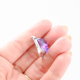 14K White Gold Amethyst Cabochon With Brilliant Faceted Pavillion Pendant