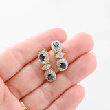 14K Two-Tone Gold Diamond Sapphire Vintage Drop Earrings