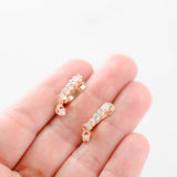 14K Rose Gold Diamond Bar Drop Earrings 0.46Ctw