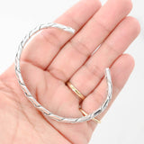 925 Sterling Silver Flat Twisted Chain Link Bangle Open Cuff Bracelet