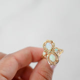 14K Yellow Gold Vintage Opal Cluster Cocktail Ring