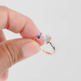 10K Rose Gold Diamond Lab Amethyst Moi Et Toi Open Cuff Ring