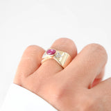 14K Yellow Gold Ruby And Diamond Cocktail Vintage Ring