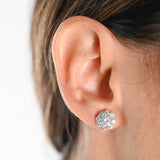 18K White Gold Diamond Floral Stud Earrings 1.84Ctw