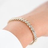 10K Yellow Gold Diamond Light Brown Tennis S-Link Bracelet 5.00Ctw