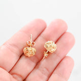 14K Yellow Gold Round Interwoven Stud Earrings