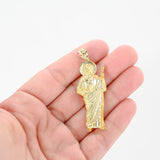 14K Yellow Gold Diamond-Cut San Judas / St. Jude Hollow Pendant