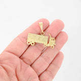 14K Yellow Gold Diamond-Cut Semi-Truck Big Rig Hauler Pendant