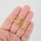 21K Yellow Gold Diamond-Cut Grooved Cuff Earrings