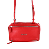 GIVENCHY Sugar Goatskin Leather Mini Pandora Shoulder Bag Red