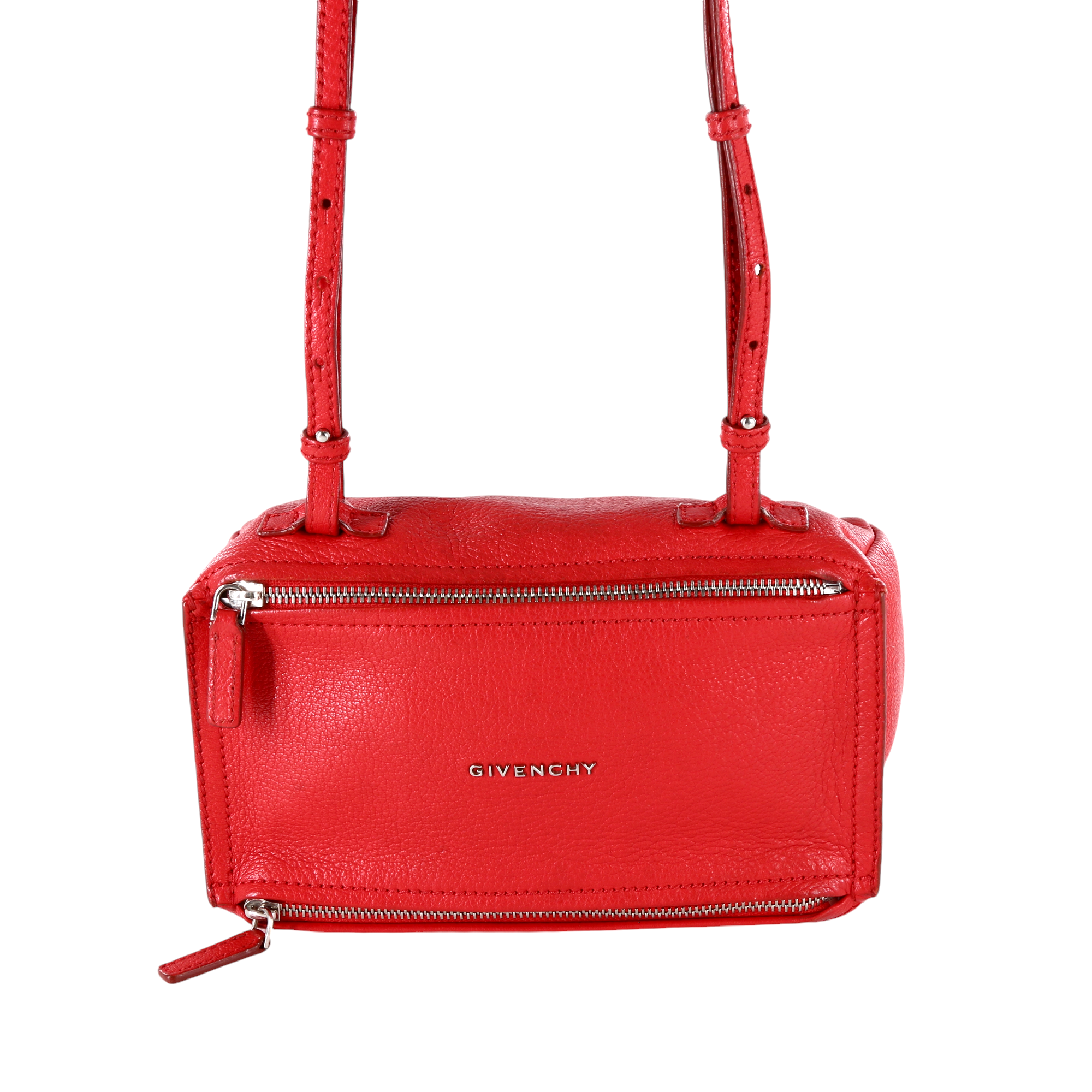 GIVENCHY Sugar Goatskin Leather Mini Pandora Shoulder Bag Red GIVENCHY Sugar Goatskin Leather Mini Pandora Shoulder Bag Red
