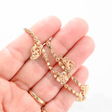 18K Yellow Gold Diamond-Cut Box Link Chain Fruit Charms Bracelet