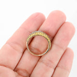 14K Yellow Gold Cluster Yellow And Brown Diamond Band Ring 1.58Ctw