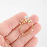 14K Yellow Gold Opan And Pink Sapphire Cocktail Ring