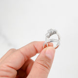 Juego de anillo de compromiso y alianza de boda con diamantes en oro blanco de 14 k