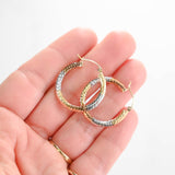 14k Tri-Color Gold Round Hollow Hoops