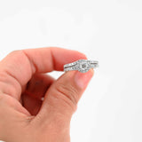 Anillo de compromiso fusionado con diamantes en oro blanco de 14 k