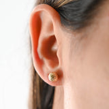 18K Yellow Gold Ball Studs With Diamond-Cut Bead Backing