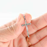 14K White Gold Wavy Cross Pendant 1.6g