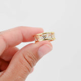 18K Two-Tone Gold Greek Key Pattern Band Ring