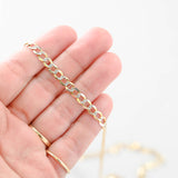 14K Yellow Gold Diamond-Cut Rhodium Accent Curb Link Chain