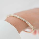 14K Yellow Gold Three Row Diamond Pave Bangle Bracelet 1.74Ctw