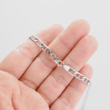 14k White Gold Diamond-cut Mariner Curb Link Chain 16.2g