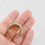 14K Two-Tone Gold Frosted Wide Band Cocktail Ring