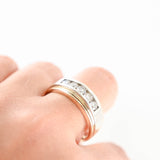 14K Two-Tone Gold Five Diamond Channel-Set Wedding Band Ring 1.25Ctw