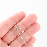 14K White Gold Diamond-Cut Ball Chain With Dainty Triangle Diamond Pendant Necklace