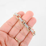 14k Two-tone Gold Diamond Tennis Bracelet with Safety Chain