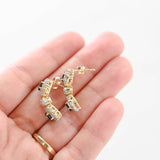 14K Two-Tone Gold Diamond Sapphire Vintage Drop Earrings