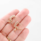 14K Rose Gold Diamond Bar Drop Earrings 0.46Ctw