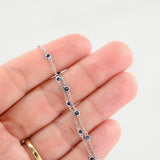 14K White Gold Blue Sapphire By the Yard Necklace