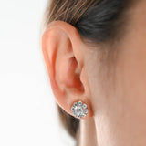 18K White Gold Diamond Floral Stud Earrings 1.84Ctw