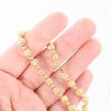 18K Yellow Gold Diamond Cut Hollow Bead Ball Bracelet