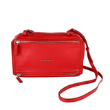 GIVENCHY Sugar Goatskin Leather Mini Pandora Shoulder Bag Red