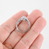 18K White Gold Diamond Solitaire With Halo And Accents Diamonds Engagement Ring 1.12Ctw