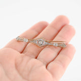 14K Two-Tone Gold Diamond Antique Vintage Brooch 0.10Ctw