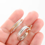 14K Two-Tone Gold Knife Edje Rope Hoop Earrings