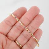 Pulsera De Cadena Con Cuentas En Oro Bicolor De 18k