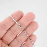 18K White Gold Diamond-Cut Ball And Bar Necklace 16"