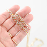 14K Yellow Gold Diamond-Cut Rhodium Accent Curb Link Chain